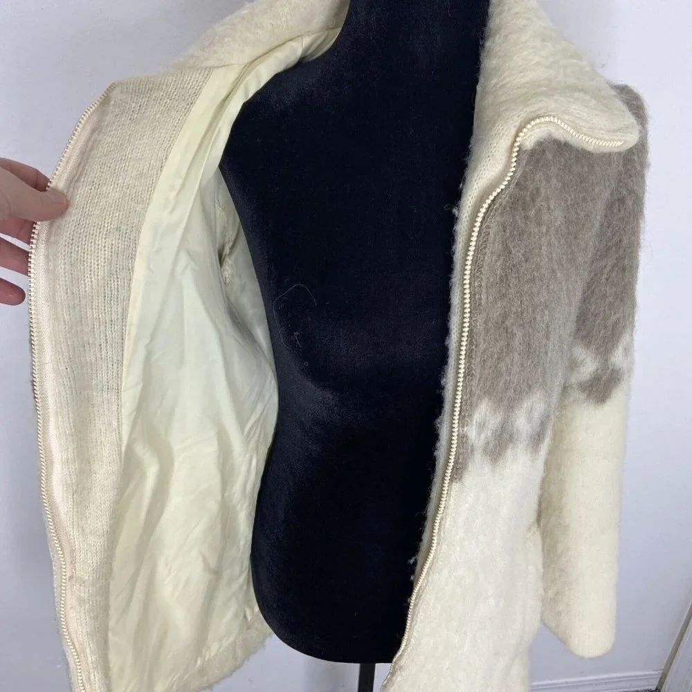 Vintage Hilda Ltd Made In Iceland Virgin‎ Wool Sweater Jacket Coat Womens XS/S